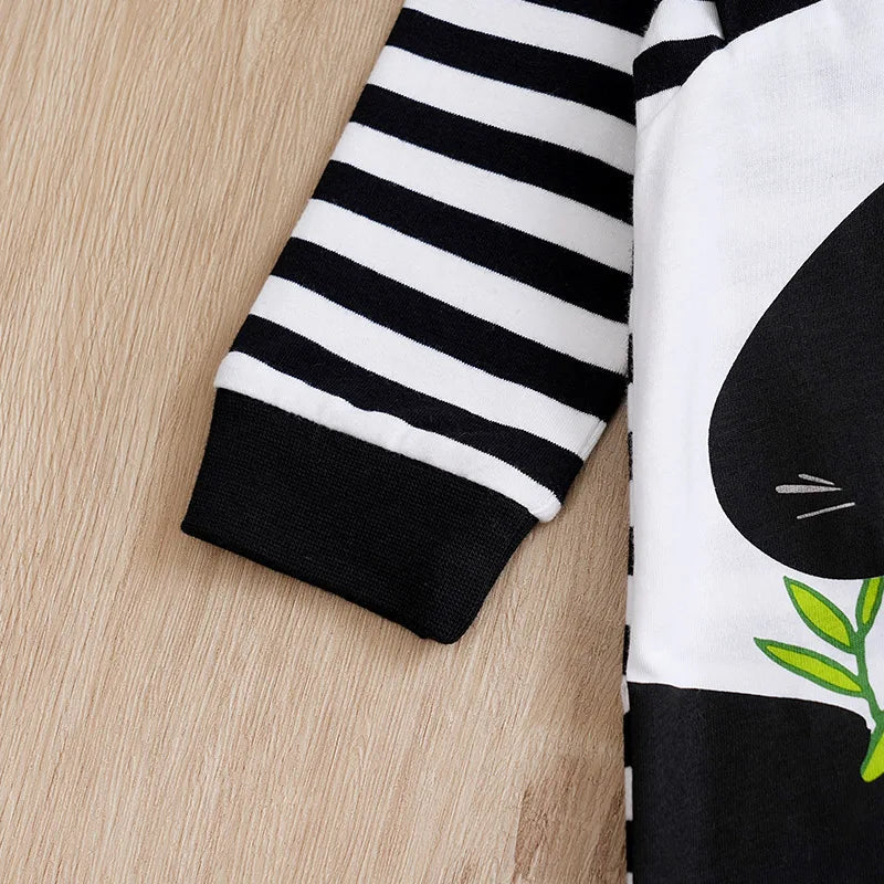Long Sleeve Cotton Baby Panda Romper (0–18M)    Mimou Babywear
