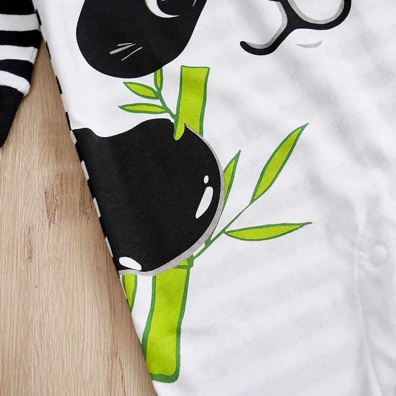 Long Sleeve Cotton Baby Panda Romper (0–18M)    Mimou Babywear