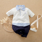 Long Sleeve Cotton Baby Polo Romper Outfit (0–18M)    Mimou Babywear