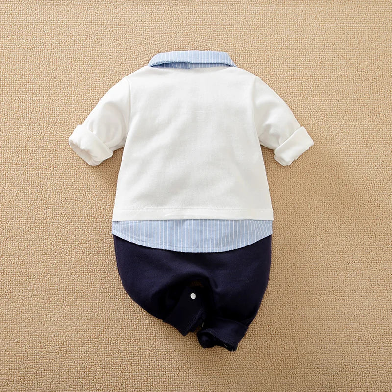 Long Sleeve Cotton Baby Polo Romper Outfit (0–18M)    Mimou Babywear