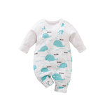 Mom & Baby" Whale Print Long Sleeve Romper – Soft Cotton Jumpsuit (3–24M)    Mimou Babywear