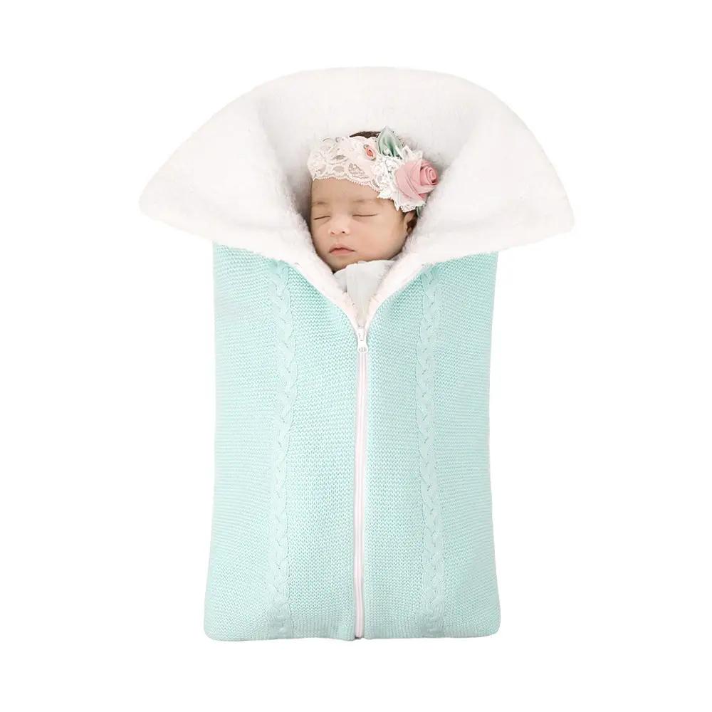 Multifunctional Knitted Baby Sleeping Bag – Convertible Velvet-Lined Stroller Blanket    Mimou Babywear