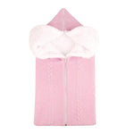 Multifunctional Knitted Baby Sleeping Bag – Convertible Velvet-Lined Stroller Blanket   Light Pink Mimou Babywear
