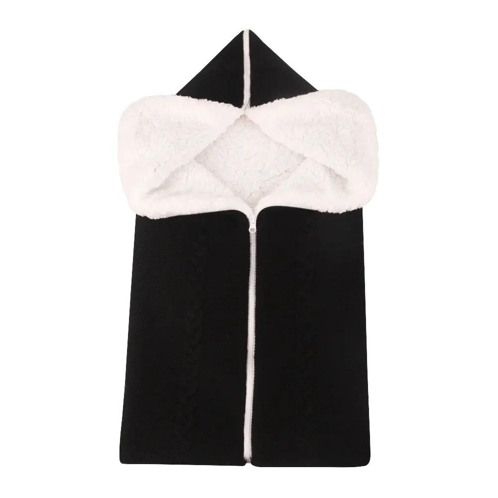 Multifunctional Knitted Baby Sleeping Bag – Convertible Velvet-Lined Stroller Blanket   Black Mimou Babywear