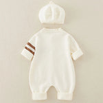 Newborn Autumn Cotton Jumpsuit with Hat – Soft 2-Piece Set for Baby Boys & Girls    Mimou Babywear