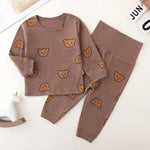 Newborn Clothes Set Kid Baby Boys Girls Long Sleeve Cotton Top and Pant Suit Pj Set Cute Sweet Sleepwear Pajamas Set 0-3T Outfit   Brown / 90 1-2T Mimou Babywear
