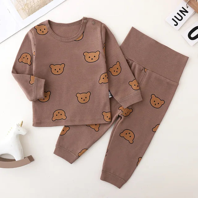 Newborn Clothes Set Kid Baby Boys Girls Long Sleeve Cotton Top and Pant Suit Pj Set Cute Sweet Sleepwear Pajamas Set 0-3T Outfit   Brown / 90 1-2T Mimou Babywear