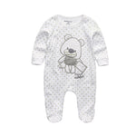 Newborn pure cotton double button crawling clothes baby jumpsuit closed door children's clothing    Mimou Babywear