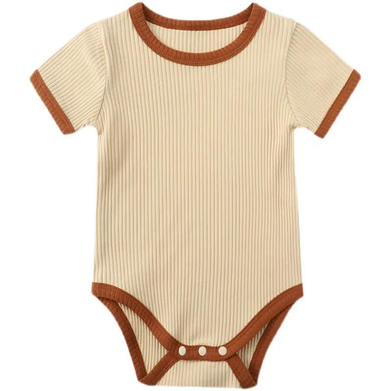Nordic Cotton Baby Romper – Short-Sleeve Triangle Onesie for Boys & Girls | Summer Outfit    Mimou Babywear