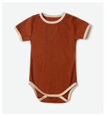 Nordic Cotton Baby Romper – Short-Sleeve Triangle Onesie for Boys & Girls | Summer Outfit   Brown / 90cm Mimou Babywear