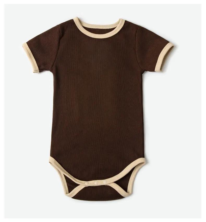 Nordic Cotton Baby Romper – Short-Sleeve Triangle Onesie for Boys & Girls | Summer Outfit   Dark Brown / 90cm Mimou Babywear