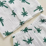 Palm Print Summer Baby Set – Button Shirt & Elastic Shorts (2-Piece - 6-36M)    Mimou Babywear