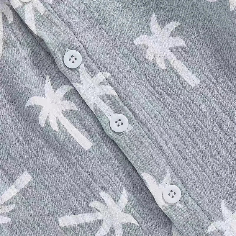 Palm Print Summer Baby Set – Button Shirt & Elastic Shorts (2-Piece - 6-36M)    Mimou Babywear