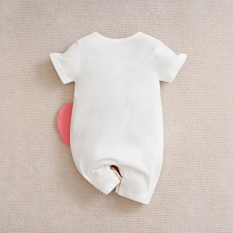 Pink Elephant Baby Romper – Soft Cotton Short Sleeve Bodysuit for Newborn Girls (3–24M)    Mimou Babywear
