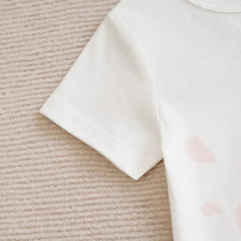 Pink Elephant Baby Romper – Soft Cotton Short Sleeve Bodysuit for Newborn Girls (3–24M)    Mimou Babywear