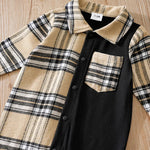 Plaid Collar Baby Boy Romper with British-Inspired Style (0–18M)    Mimou Babywear