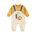 Playful Dino Cotton Romper (0-18M)   Apricot / 90cm Mimou Babywear
