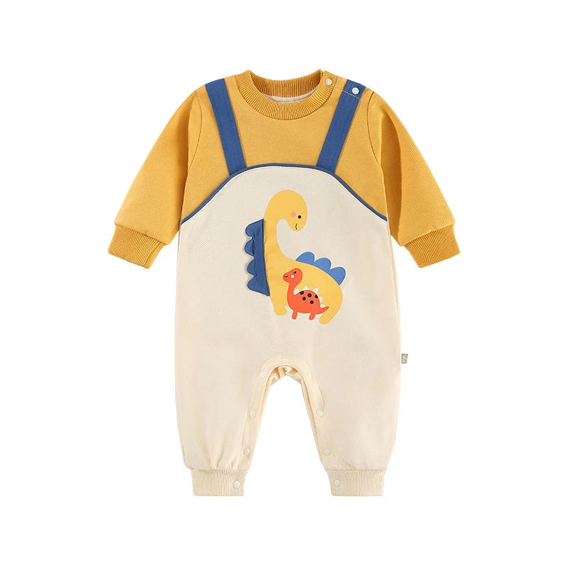 Playful Dino Cotton Romper (0-18M)   Apricot / 90cm Mimou Babywear