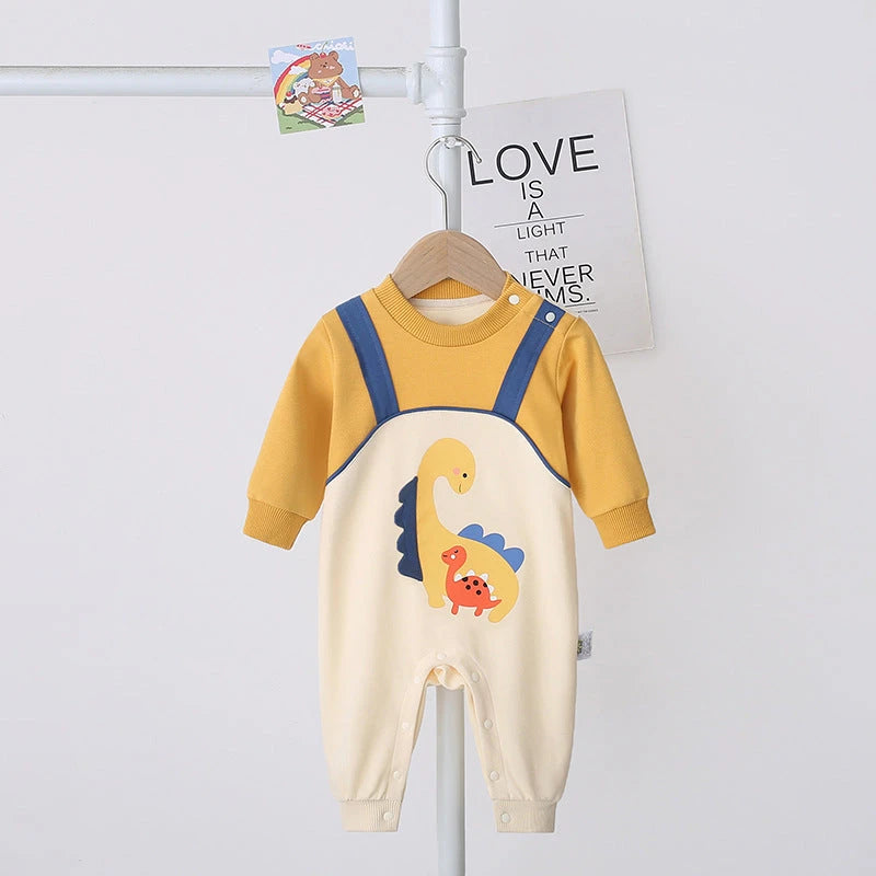 Playful Dino Cotton Romper (0-18M)    Mimou Babywear