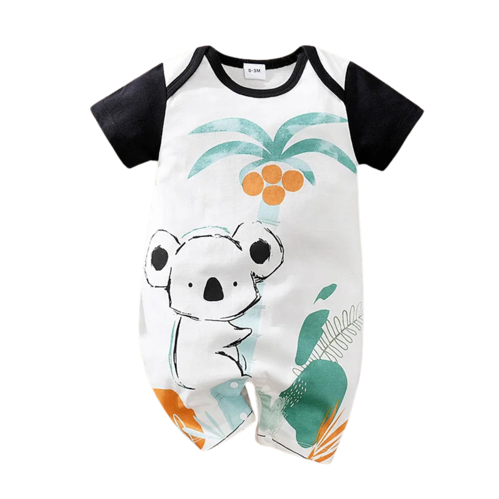 Koala & Coconut Palm Romper – Short Sleeve Unisex Bodysuit (0–18M)    Mimou Babywear