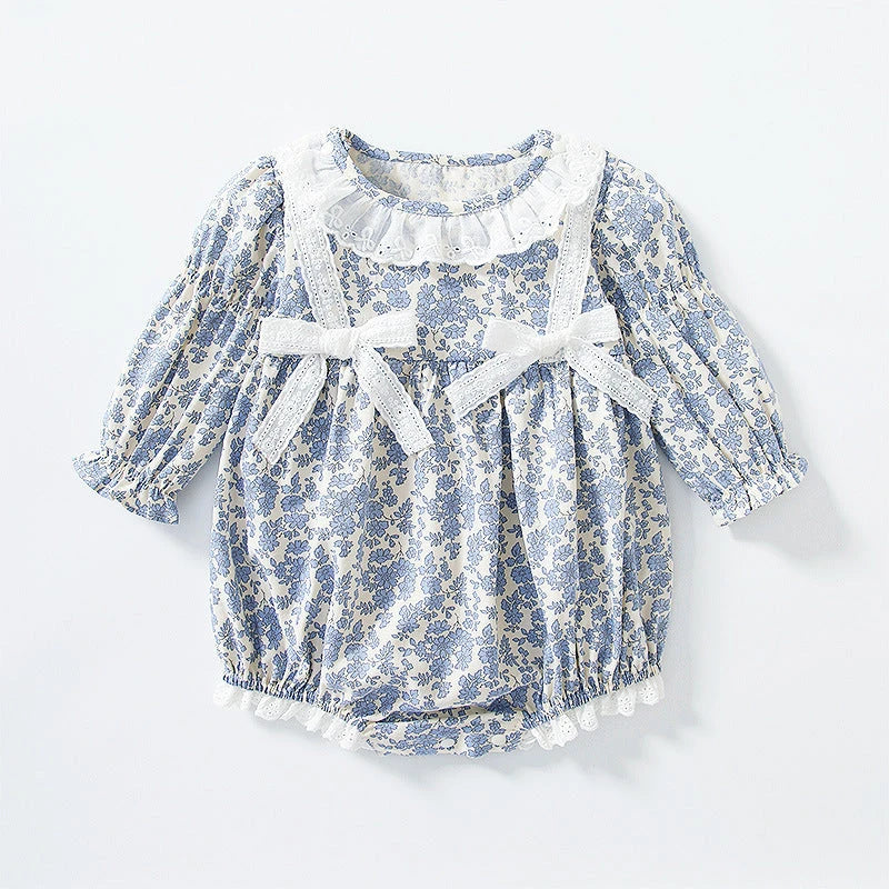 Purple Floral Lace Romper (3-18M)    Mimou Babywear
