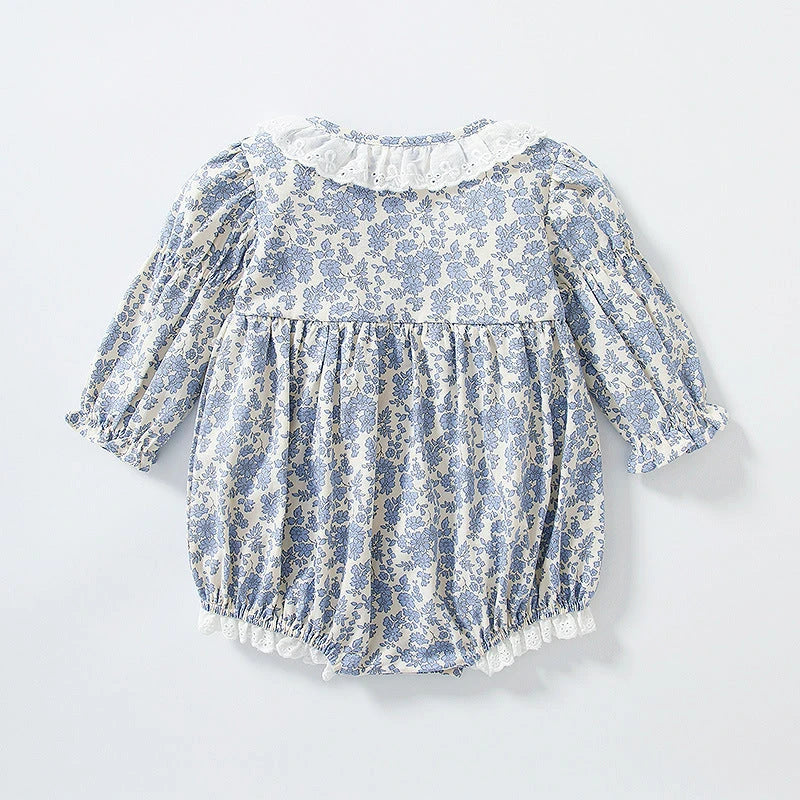 Purple Floral Lace Romper (3-18M)    Mimou Babywear