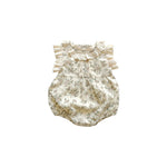 Retro Floral Cotton Baby Romper – Side Ruffles Summer Jumpsuit   Beige / 100cm Mimou Babywear