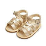 Retro Leather Summer Sandals for Babies – First Steps with Soft Soles (0-18M)    Mimou Babywear
