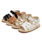 Retro Leather Summer Sandals for Babies – First Steps with Soft Soles (0-18M)    Mimou Babywear