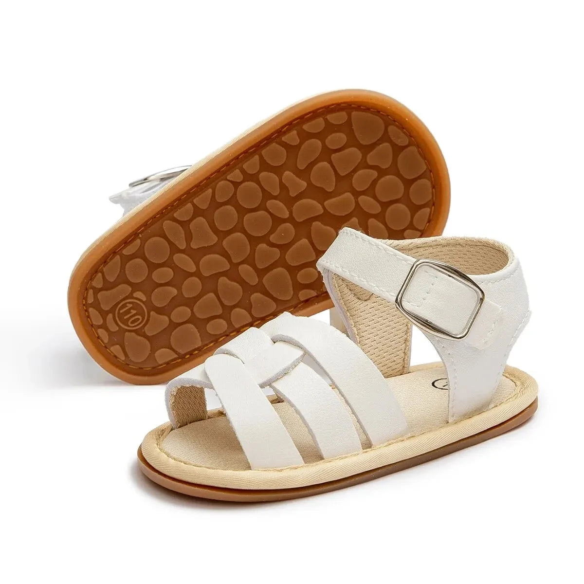 Retro Leather Summer Sandals for Babies – First Steps with Soft Soles (0-18M)    Mimou Babywear