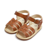Retro Leather Summer Sandals for Babies – First Steps with Soft Soles (0-18M)    Mimou Babywear