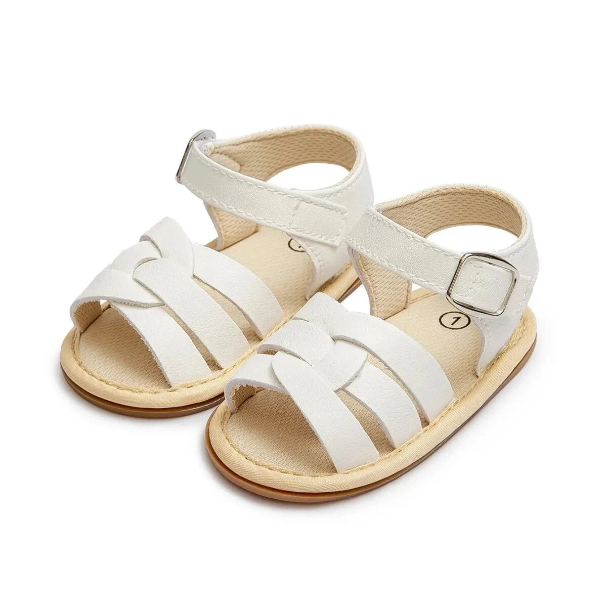 Retro Leather Summer Sandals for Babies – First Steps with Soft Soles (0-18M)    Mimou Babywear