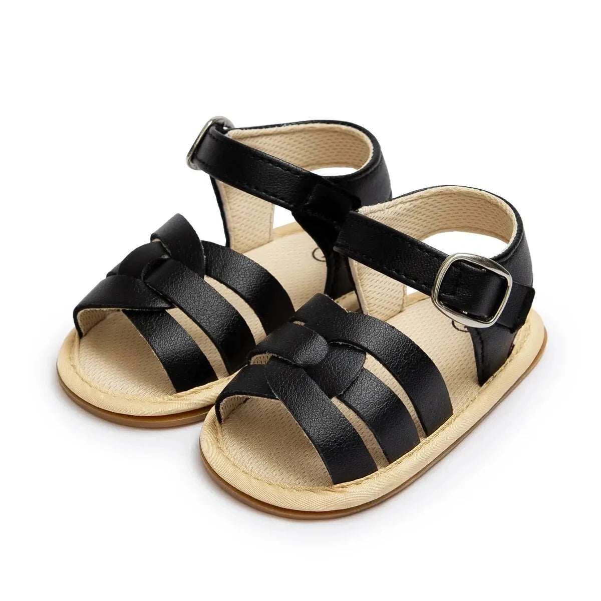 Retro Leather Summer Sandals for Babies – First Steps with Soft Soles (0-18M)    Mimou Babywear