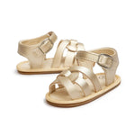Retro Leather Summer Sandals for Babies – First Steps with Soft Soles (0-18M)    Mimou Babywear