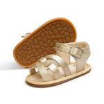 Retro Leather Summer Sandals for Babies – First Steps with Soft Soles (0-18M)    Mimou Babywear