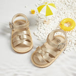 Retro Leather Summer Sandals for Babies – First Steps with Soft Soles (0-18M)    Mimou Babywear