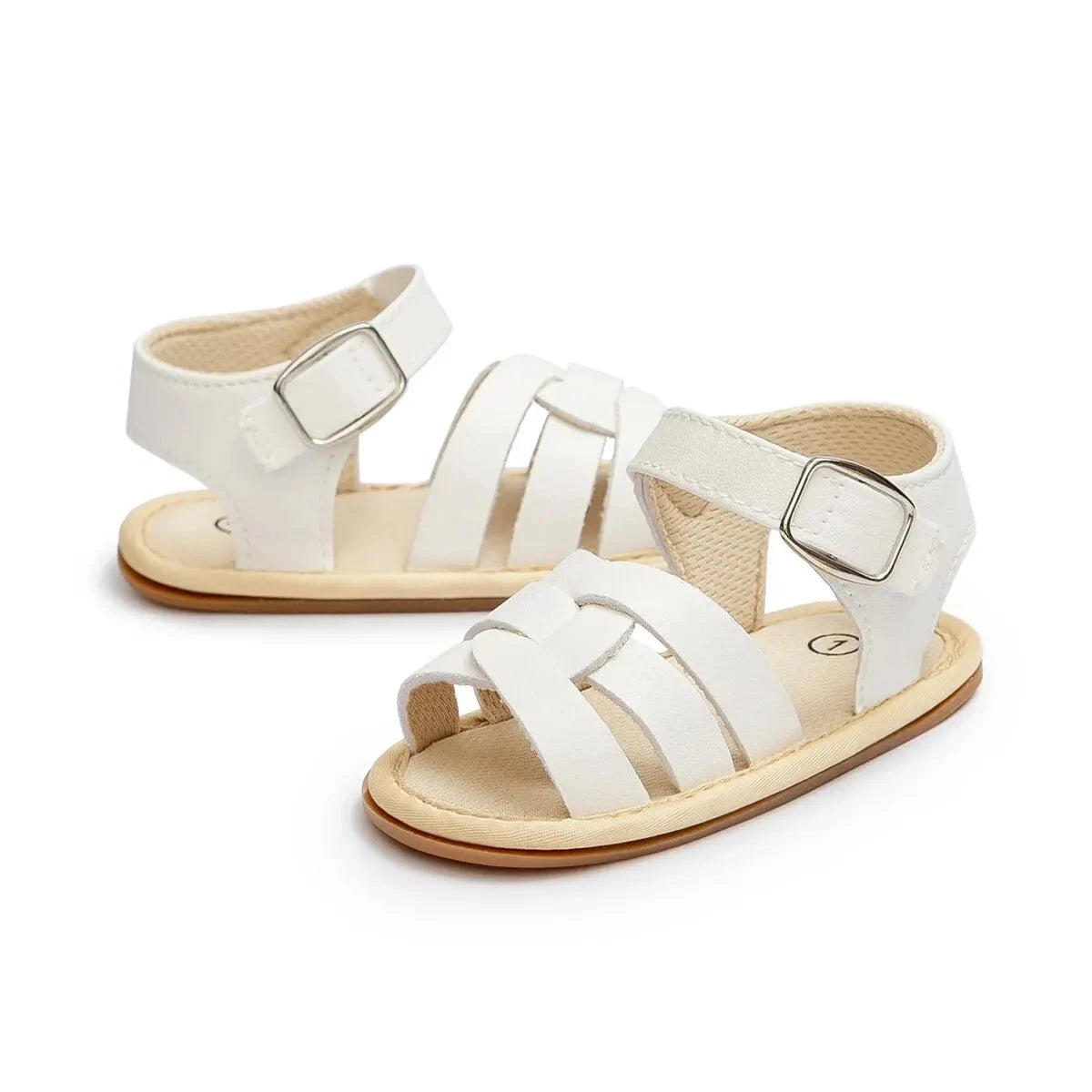 Retro Leather Summer Sandals for Babies – First Steps with Soft Soles (0-18M)    Mimou Babywear