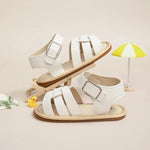 Retro Leather Summer Sandals for Babies – First Steps with Soft Soles (0-18M)    Mimou Babywear