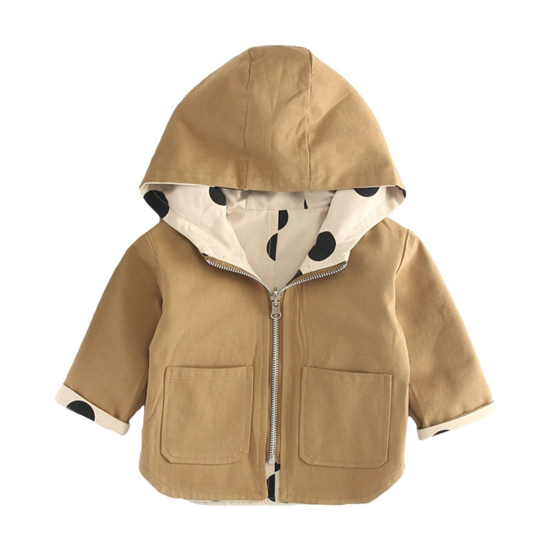 Reversible Cotton Windbreaker – Baby & Toddler Hooded Trench Coat    Mimou Babywear