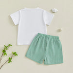 Little Golfer Summer Set – Embroidered Tee & Striped Shorts (12–36M)    Mimou Babywear