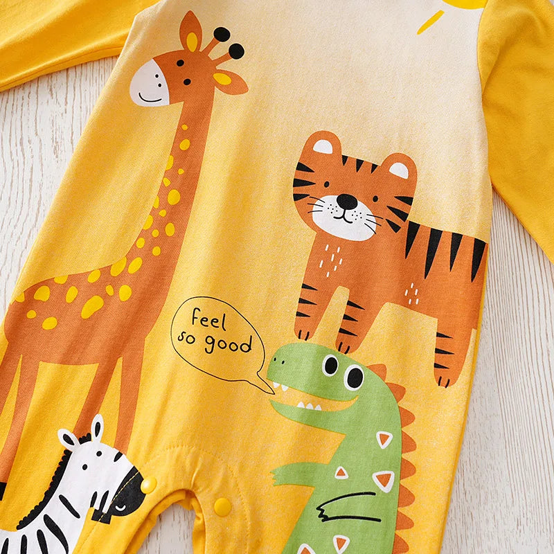 Feel So Good Safari Romper – Long Sleeve Cotton Jumpsuit (0–18M)    Mimou Babywear