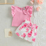 Pretty in Pink Set – Bow Tank Top & Floral Shorts (3–36M)    Mimou Babywear