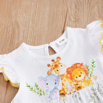 Safari Friends Baby Romper – Soft Cotton Sleeveless Outfit (0–18M)    Mimou Babywear
