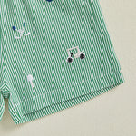 Little Golfer Summer Set – Embroidered Tee & Striped Shorts (12–36M)    Mimou Babywear