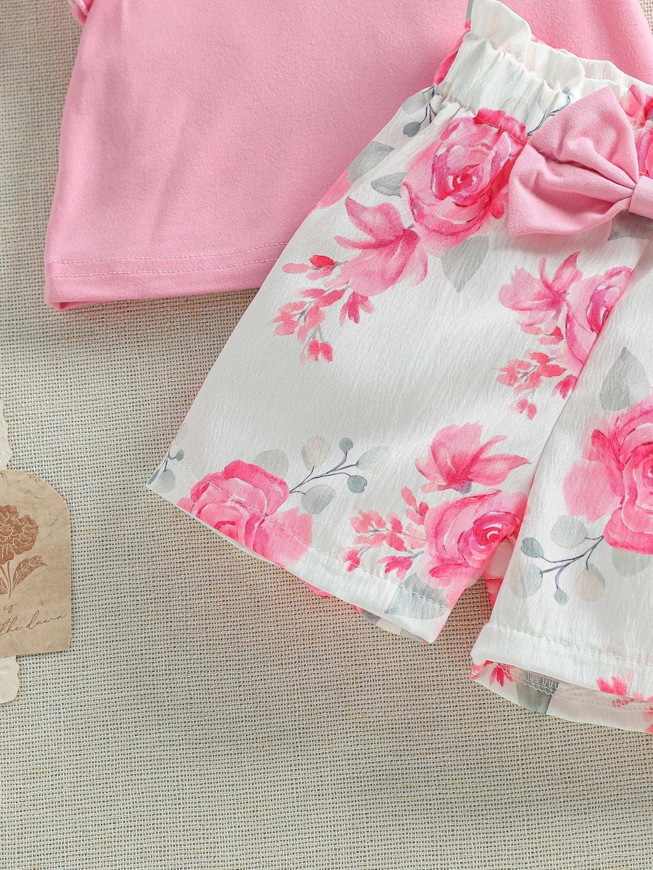 Pretty in Pink Set – Bow Tank Top & Floral Shorts (3–36M)    Mimou Babywear