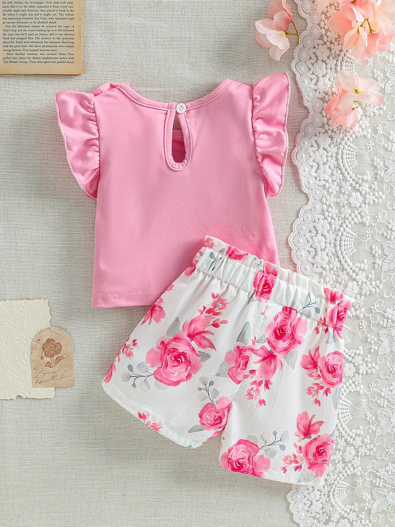 Pretty in Pink Set – Bow Tank Top & Floral Shorts (3–36M)    Mimou Babywear