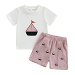 Little Sailor Summer Set – Embroidered Tee & Navy Shorts (12–36M)    Mimou Babywear