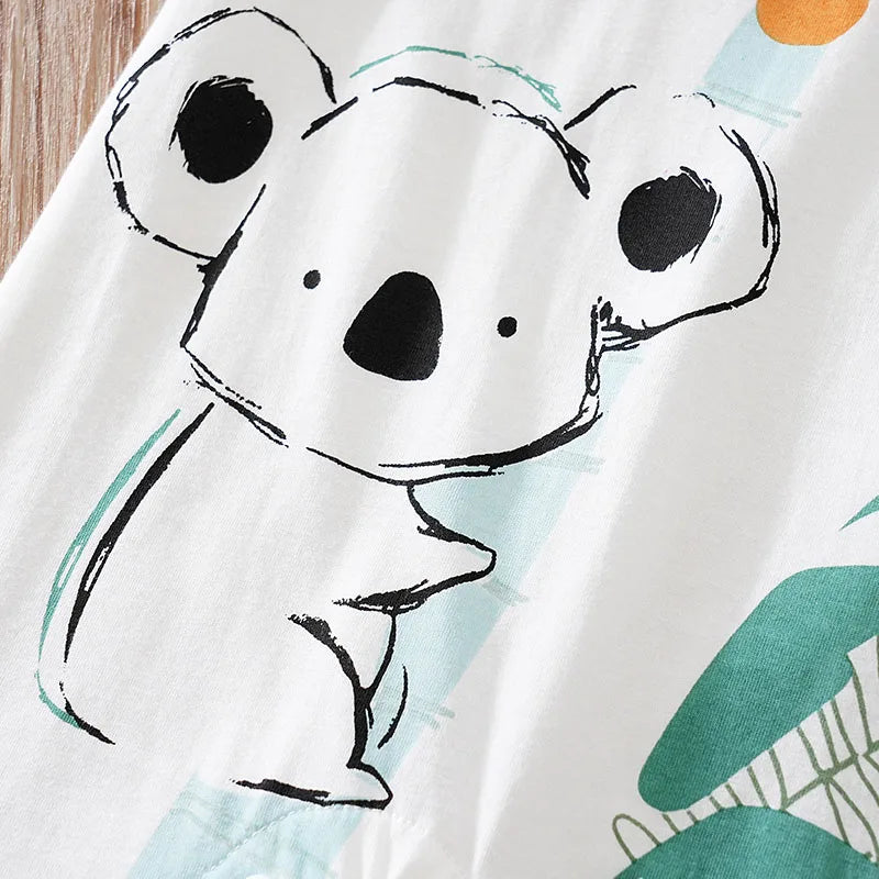 Koala & Coconut Palm Romper – Short Sleeve Unisex Bodysuit (0–18M)    Mimou Babywear