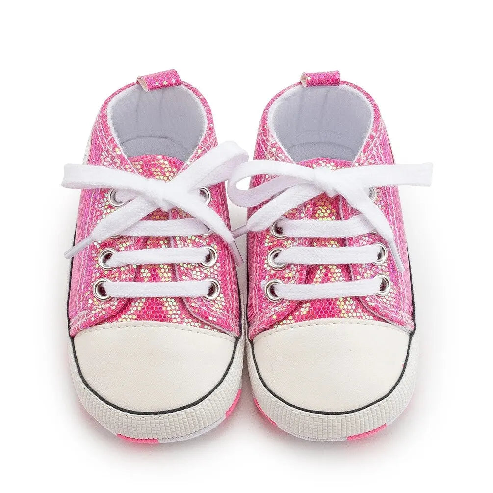 Shimmer Canvas Baby Sneakers – First Walkers (0-18M)    Mimou Babywear