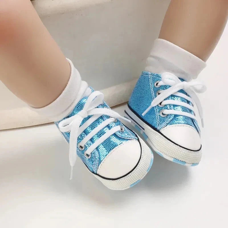Shimmer Canvas Baby Sneakers – First Walkers (0-18M)    Mimou Babywear